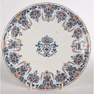 Rouen. Earthenware Plate, 18th Century. Diam.24.