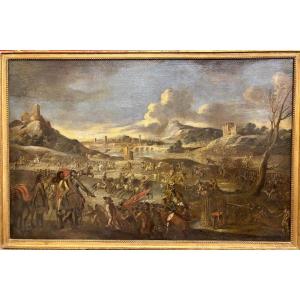 17th Century Italian School, Battle Scene (h95 X W148 Cm)