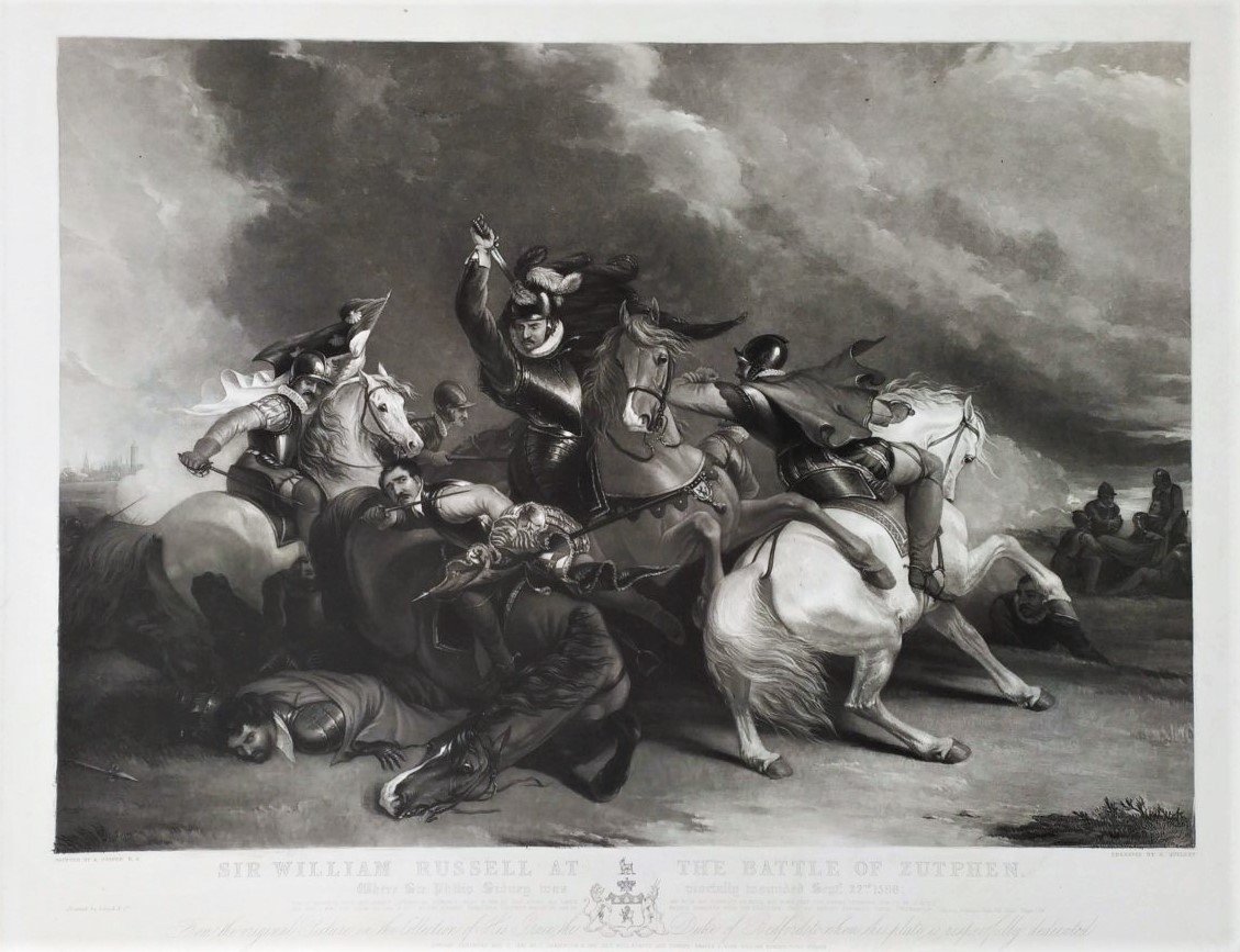Sir William Russell At The Battle Of Zutphen 19th C Engraving-photo-2