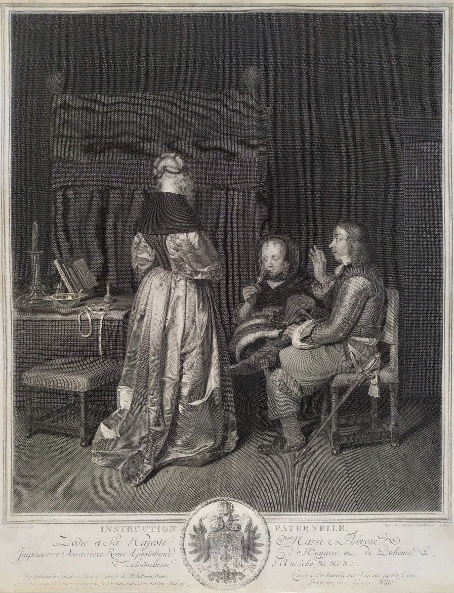 Genre Scene After Dutch Painting 18th Century Engraving