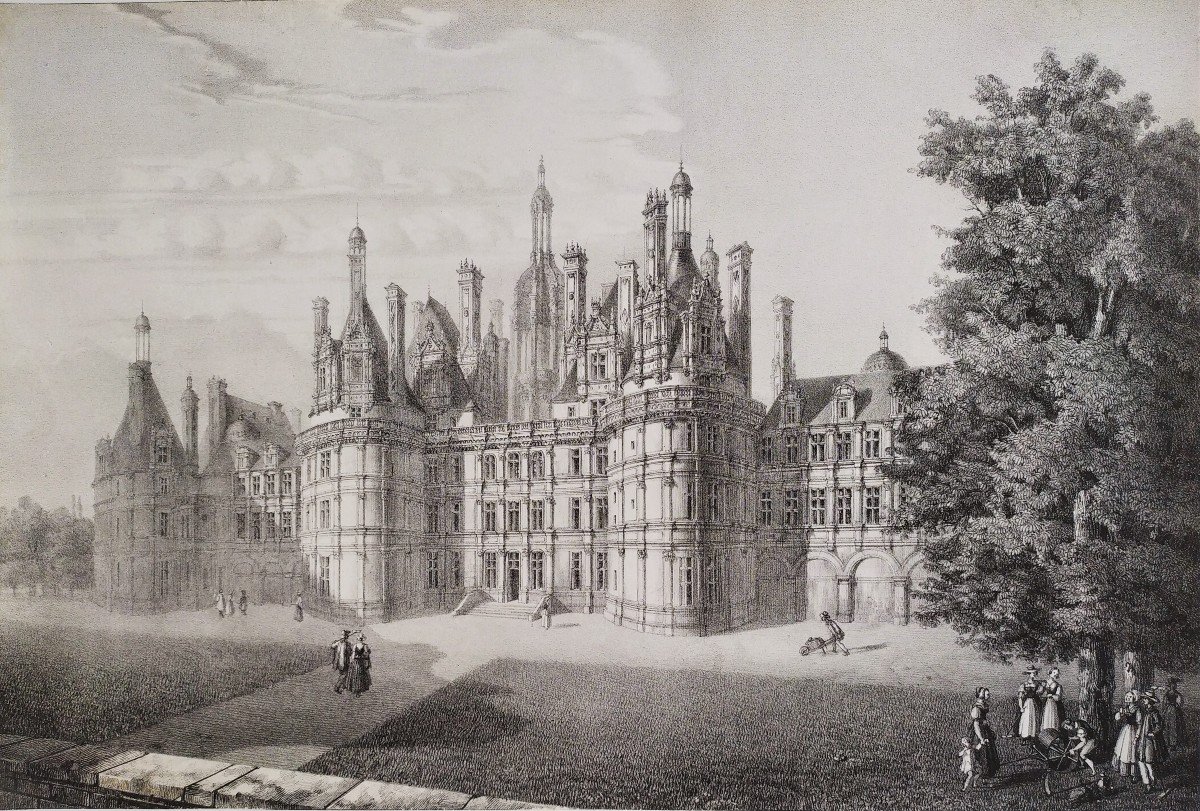 Frennch Castle Château De Chambord Lithograph