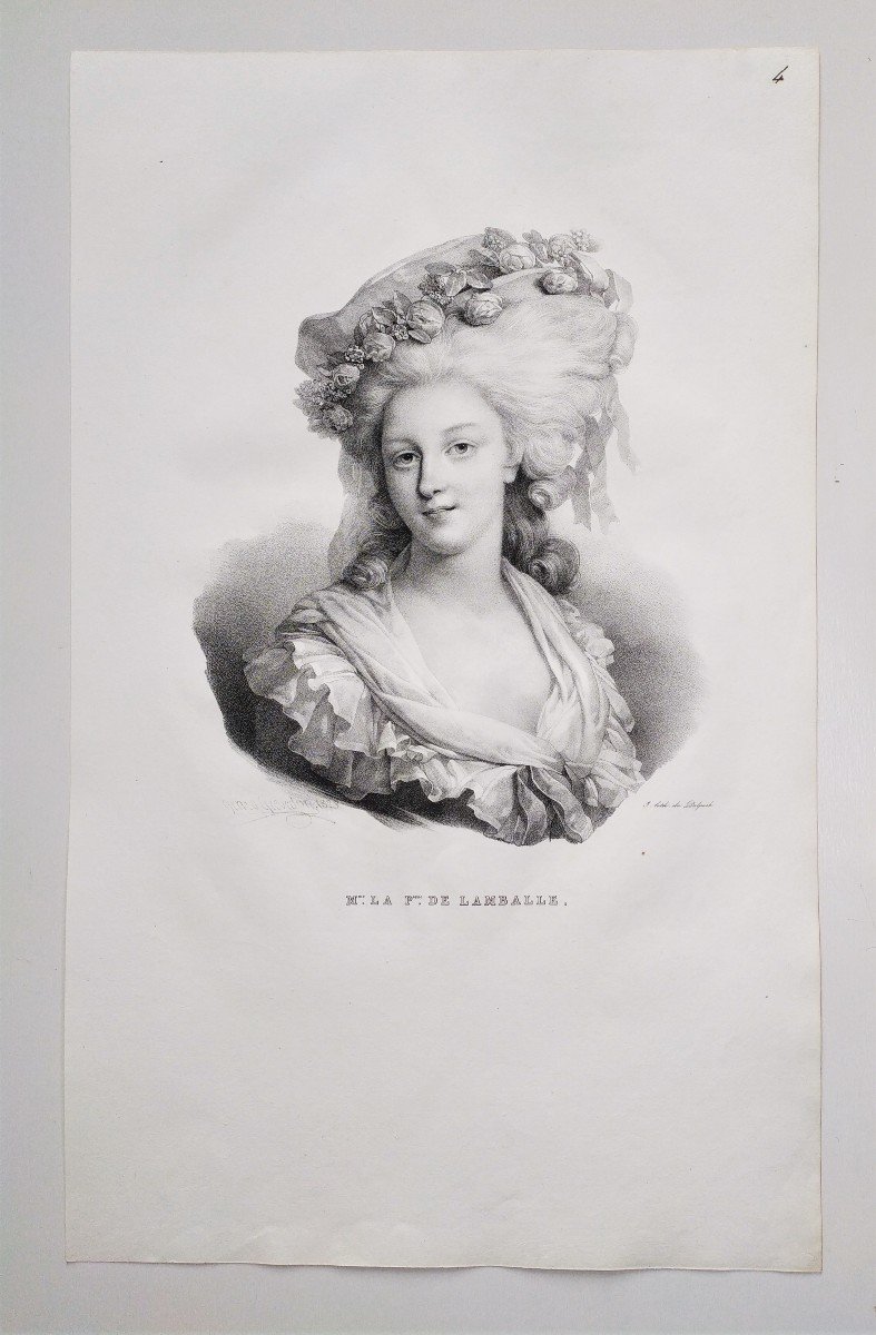  Princesse De Lamballe Lithograph After Henri Grévedon-photo-2