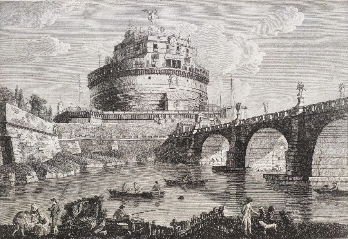 Rome Castel San Angelo Engraving 18th C.-photo-1