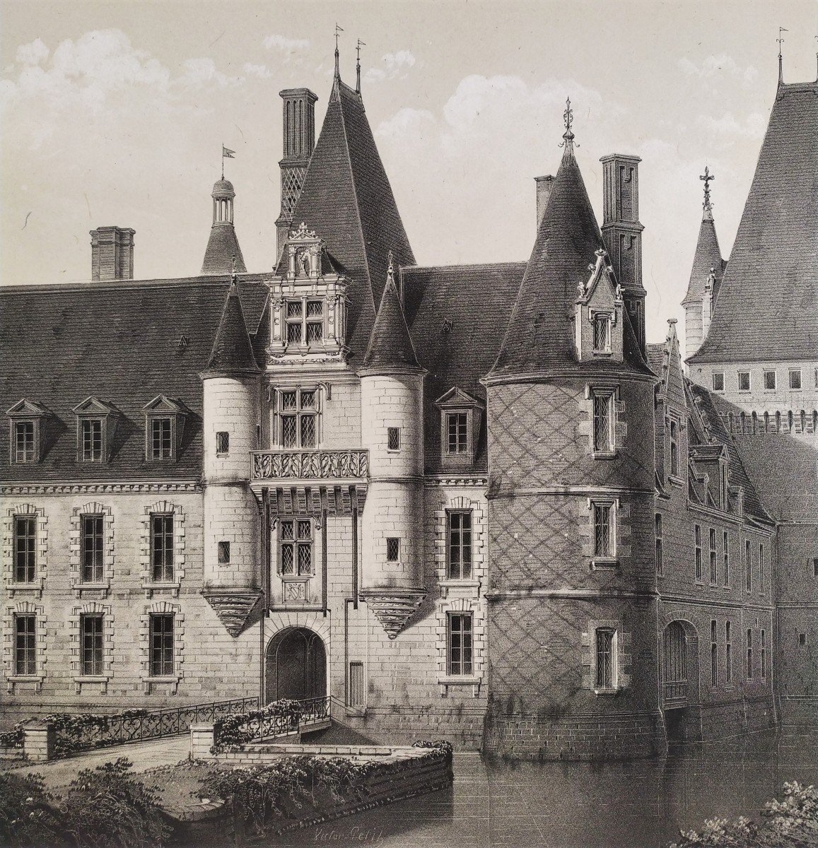 Château De Maintenon Lithographie Par Victor Petit-photo-3