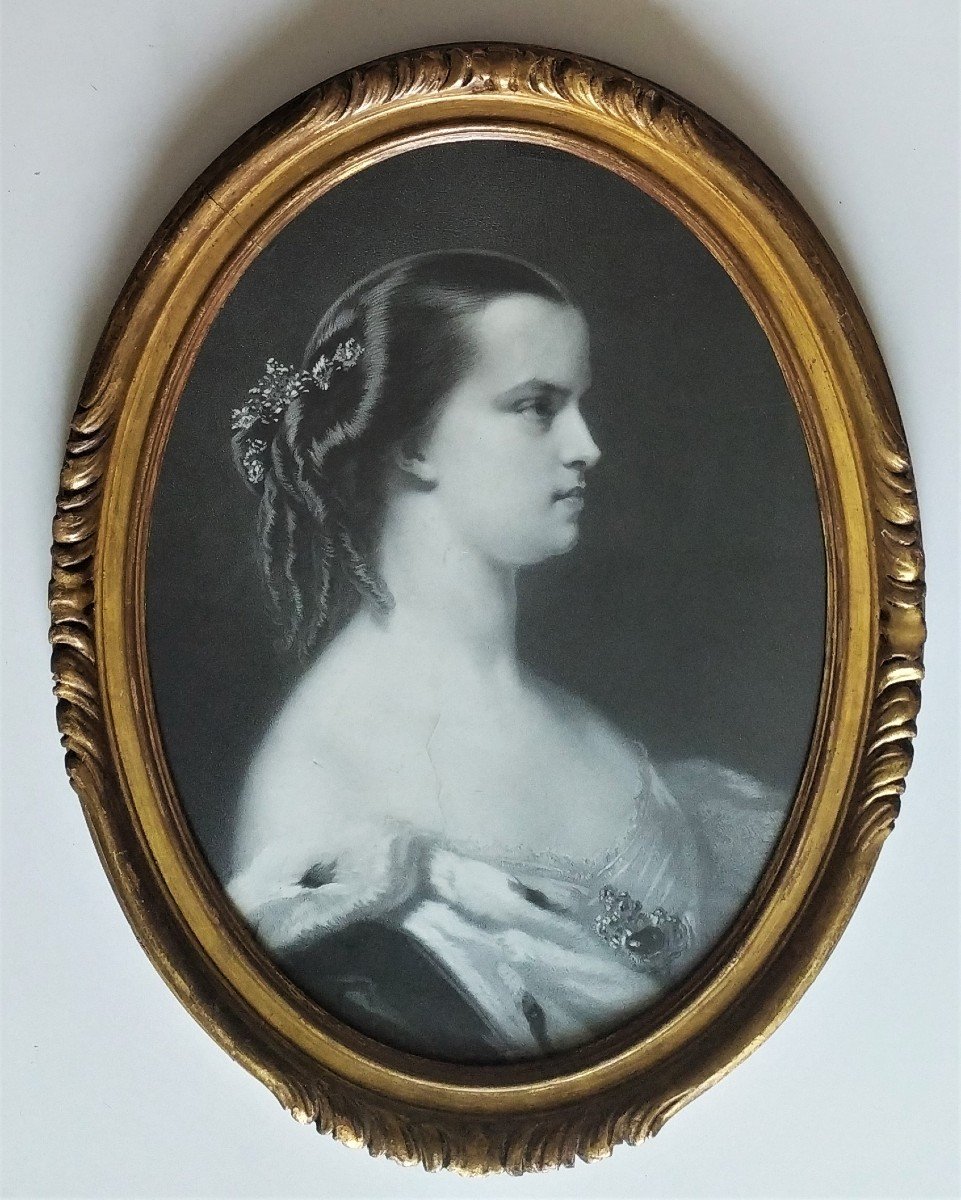 Princess Marie Clotilde Of Savoy Lithograph Framed 19th C.