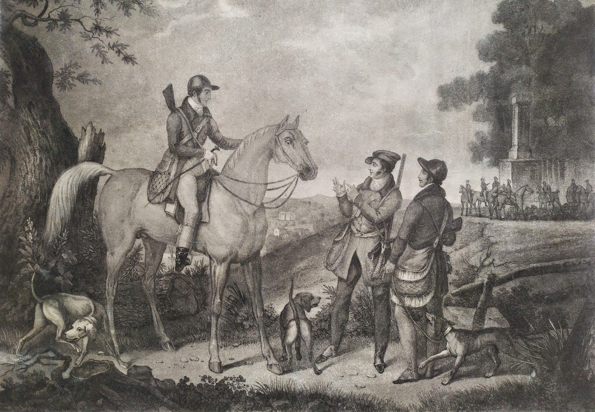 Hunting Hunters  19th  C Engraving-photo-3