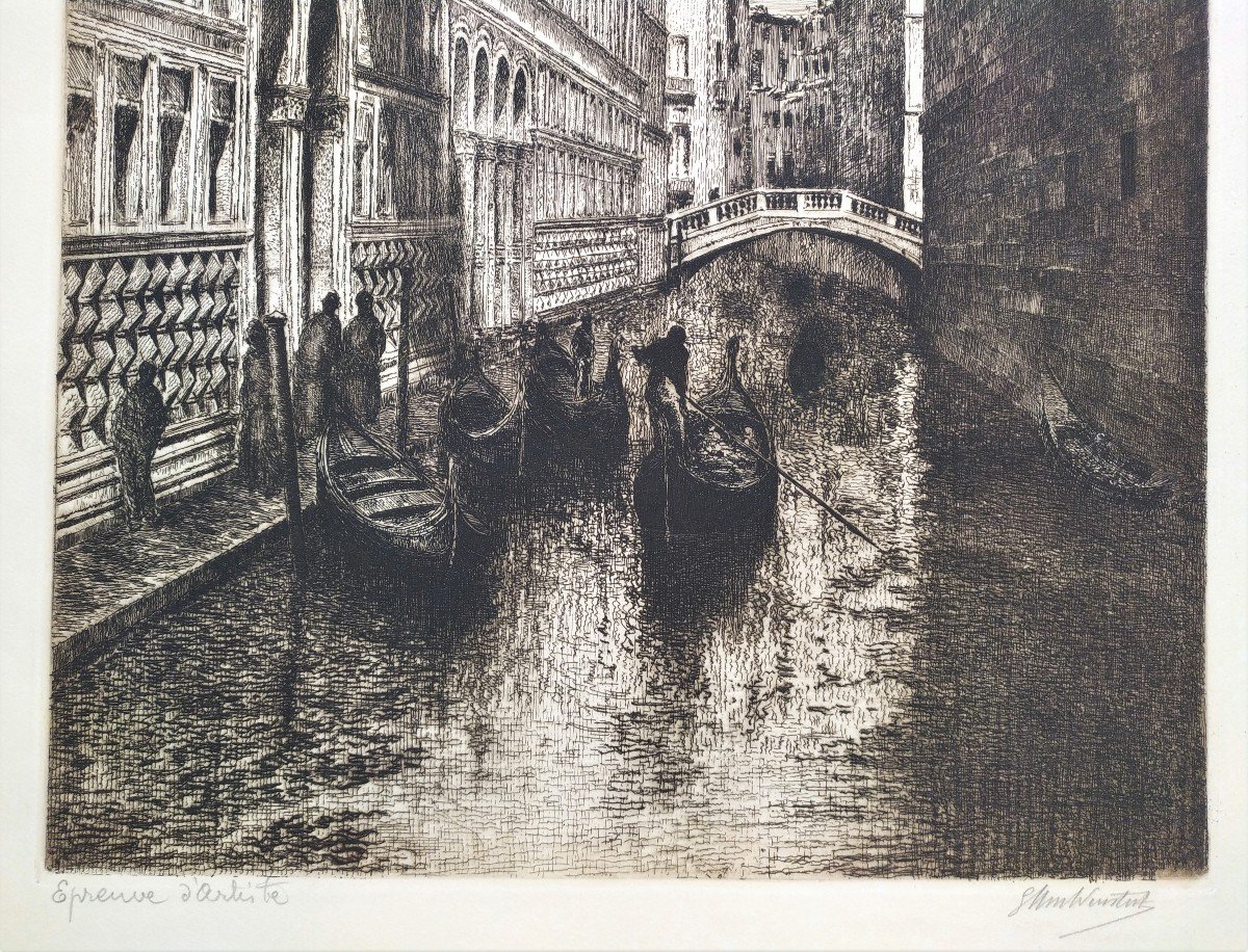 Etching Venice The Bridge Of Sighs-photo-4