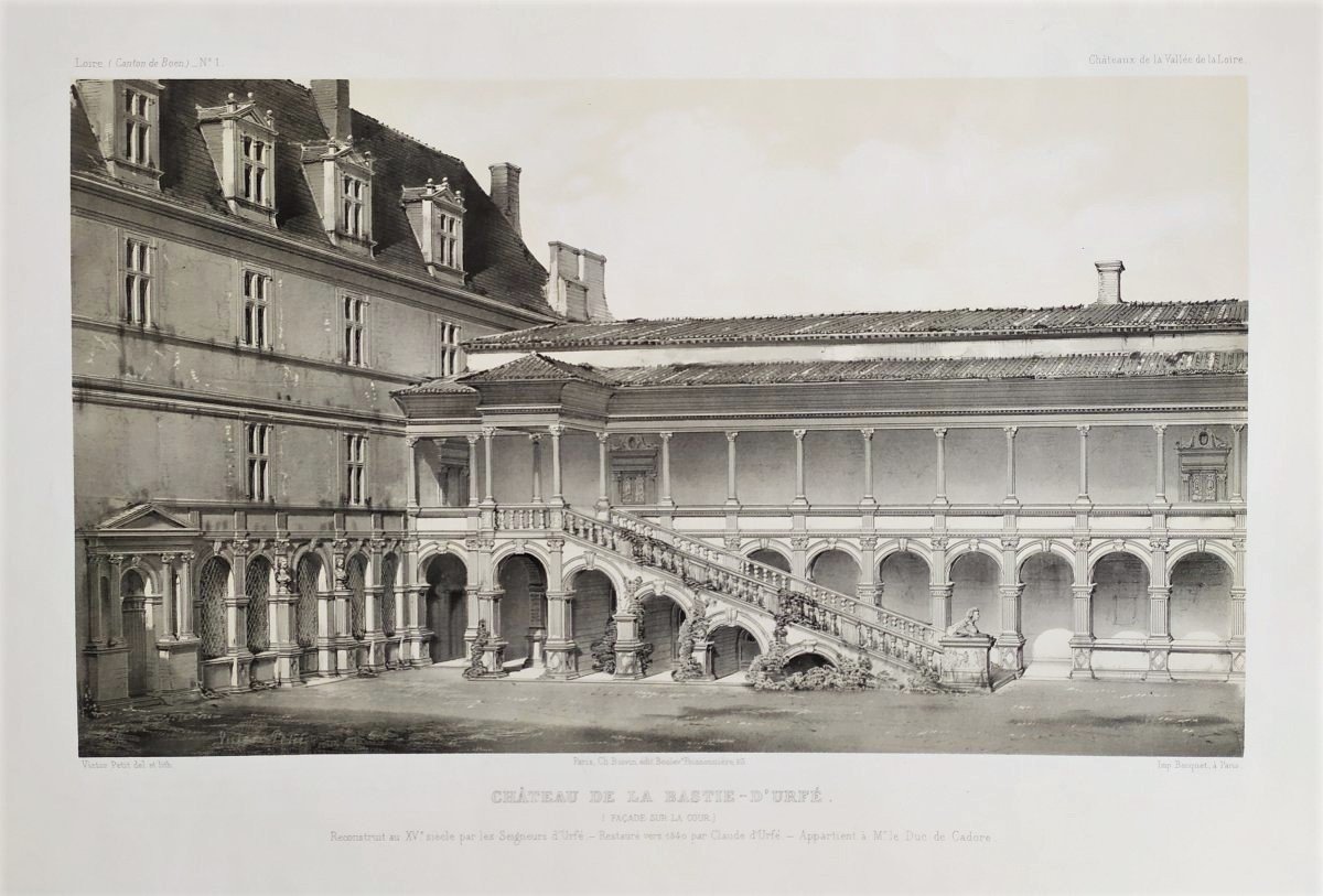 Castle La Bastie-d'urfé Lithograph By Victor Petit-photo-3