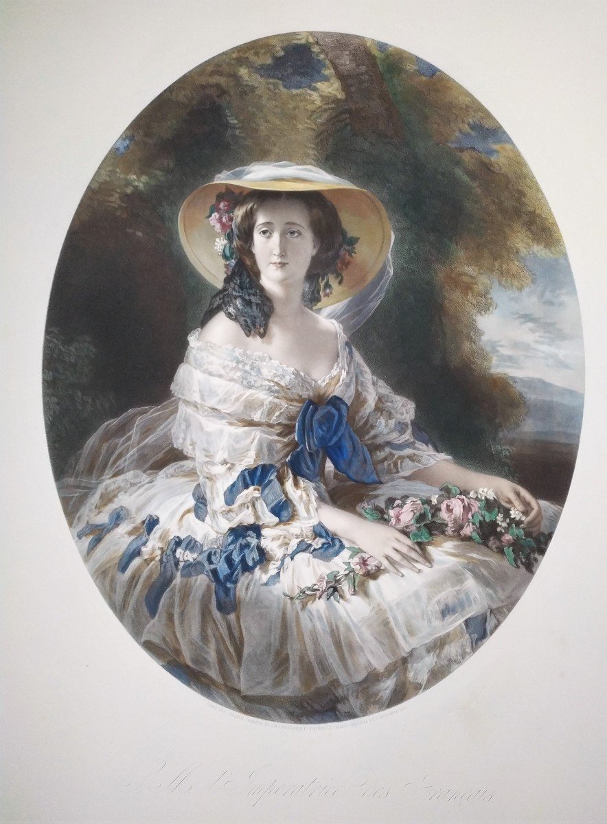 Eugénie Gravure Aquarellée Napoléon III-photo-3