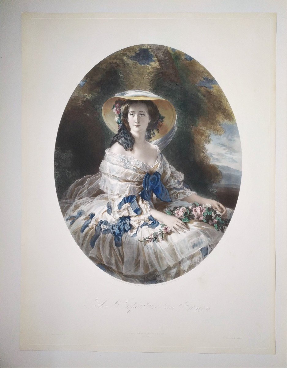 Eugénie Gravure Aquarellée Napoléon III-photo-4