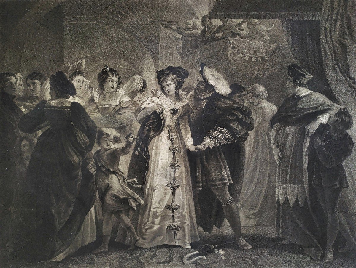 Anne Boleyn And Henry VIII Engraving By Jazet After Stolhard