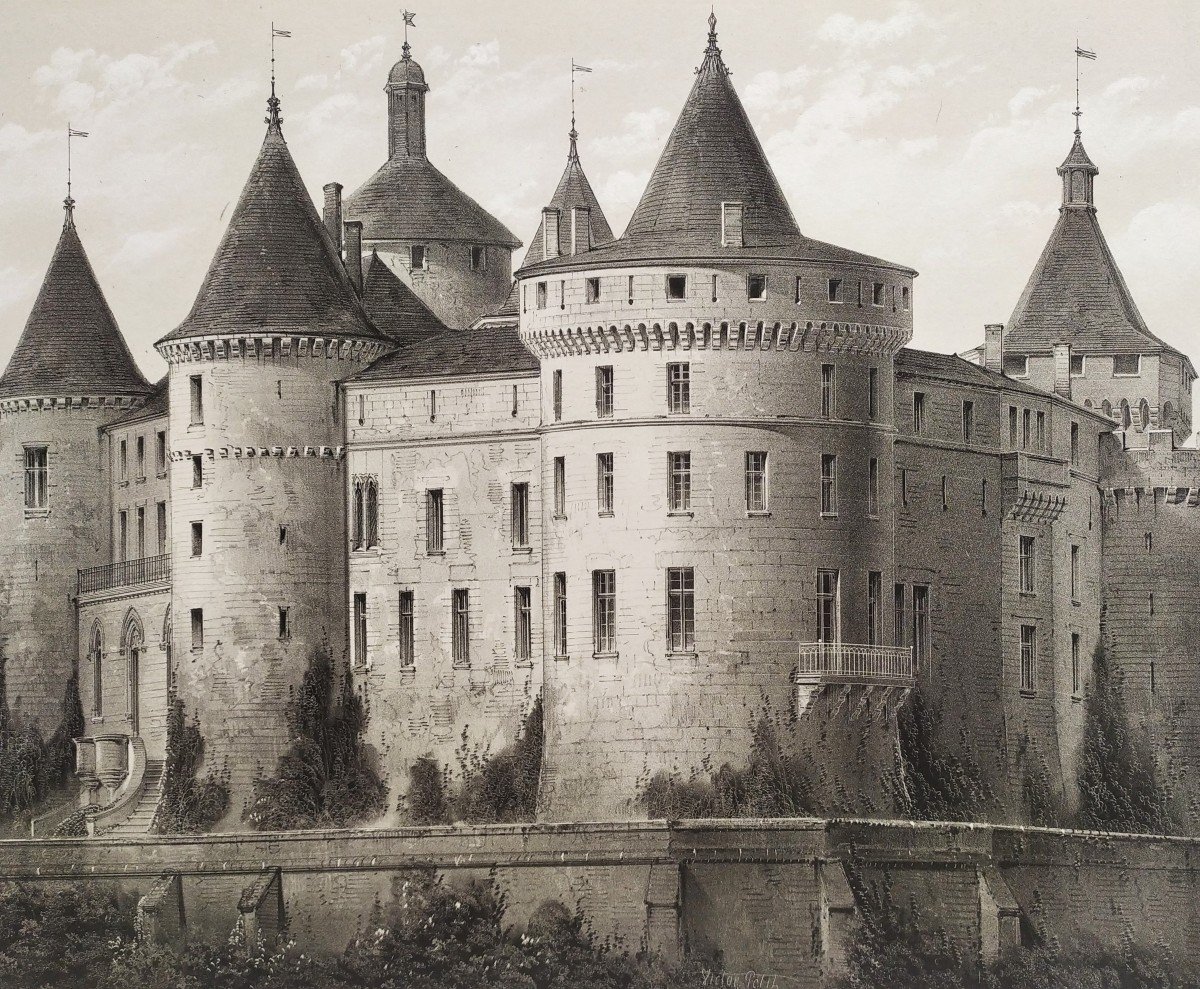 Architecture Château De Chastellux Yonne  Lithographie par Victor Petit-photo-1