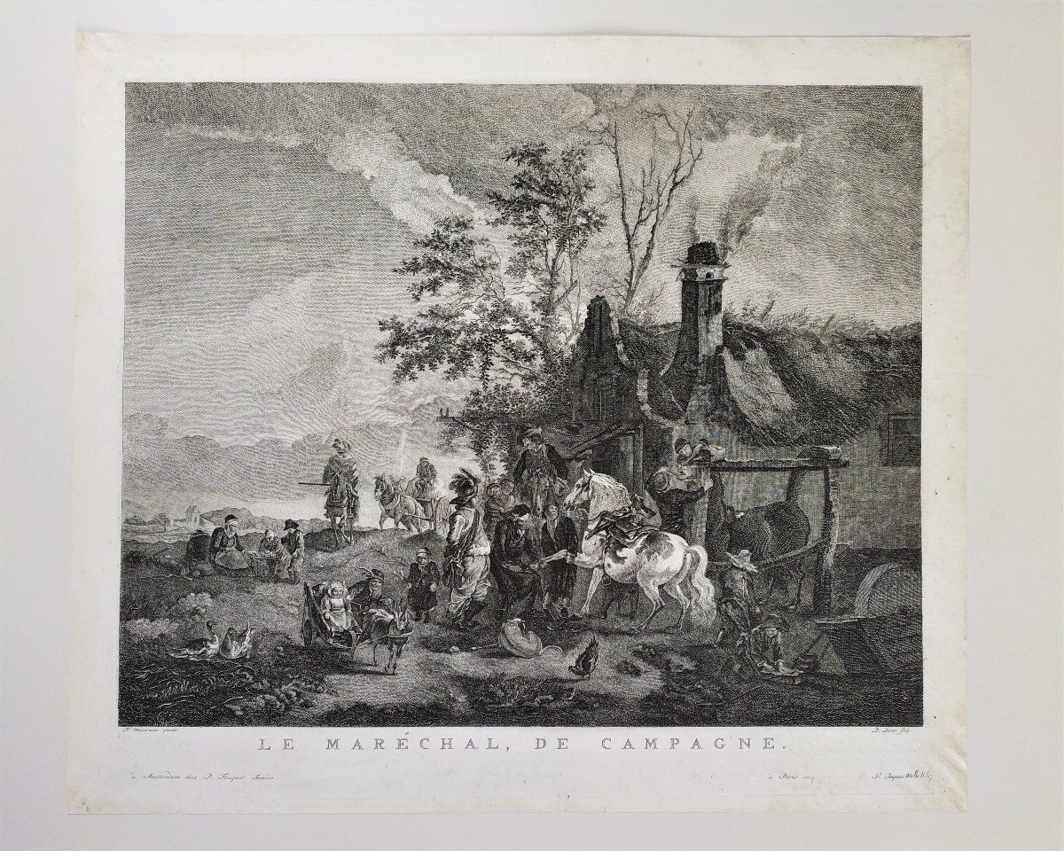 Le Maréchal Ferrant Cheval d'Après Wouvermens Gravure 18ème-photo-2