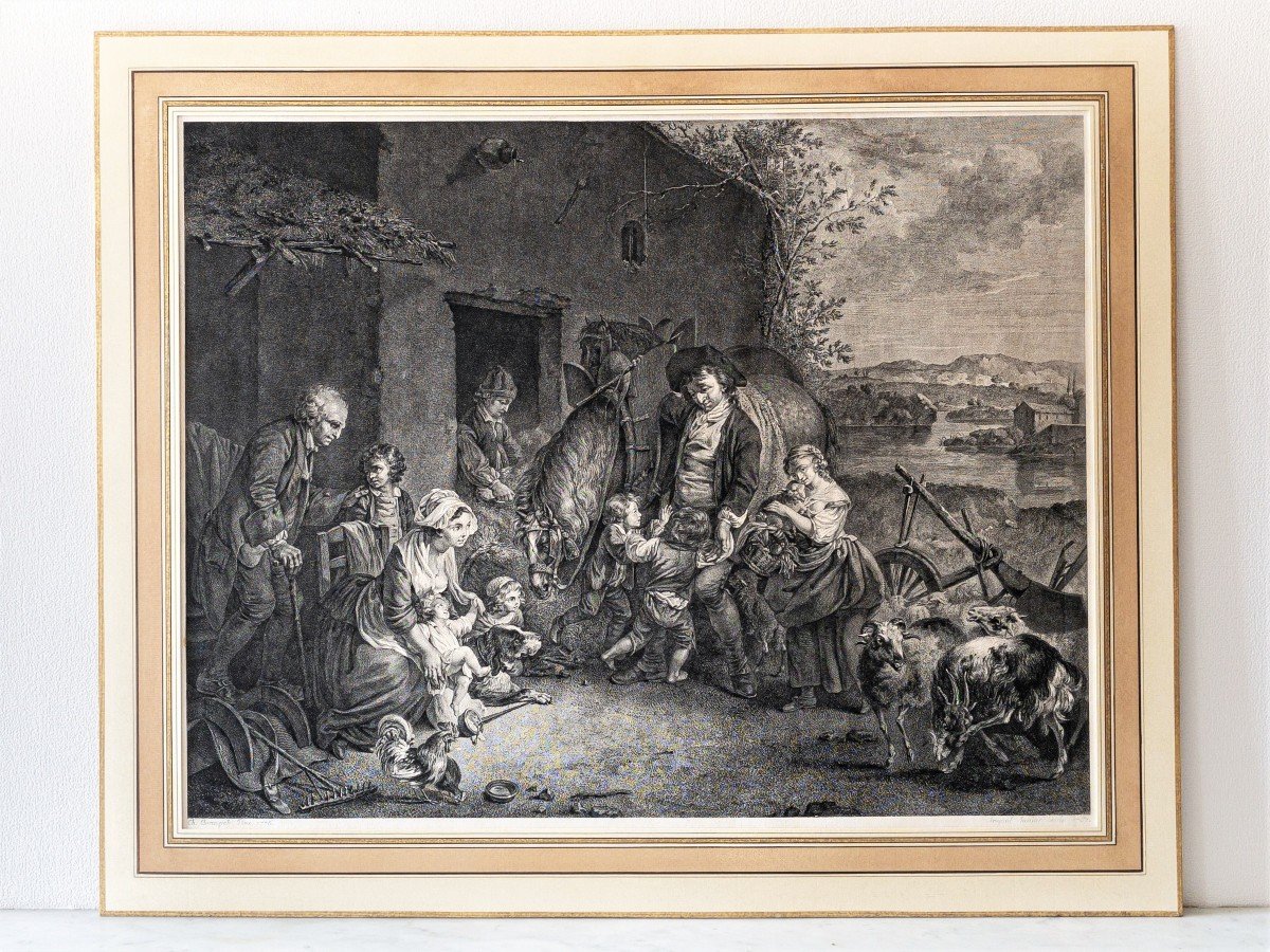 Scène Villageoise Hollandaise d'Après Charles Benazech Gravure 18ème-photo-3