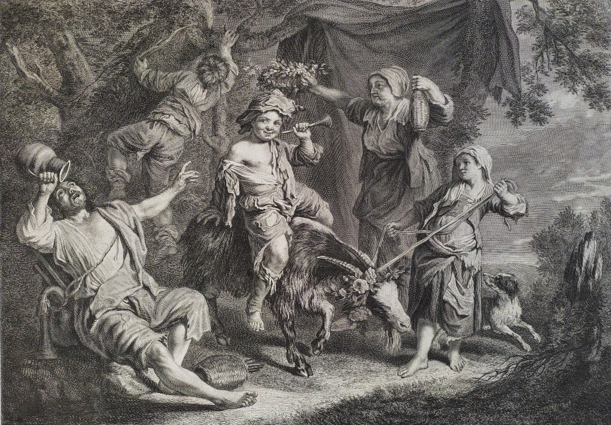 Bacchus Festival Engraving 18th C