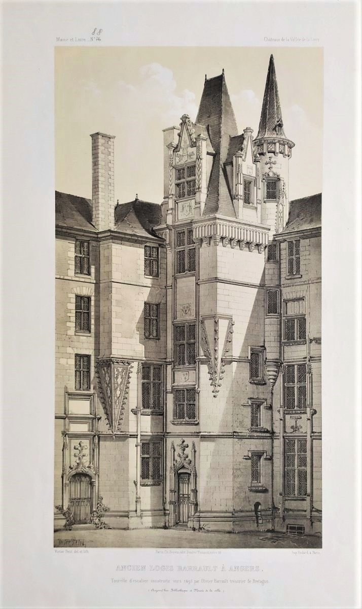 Angers Logis Barrault Architecture Lithograph By Victor Petit-photo-2