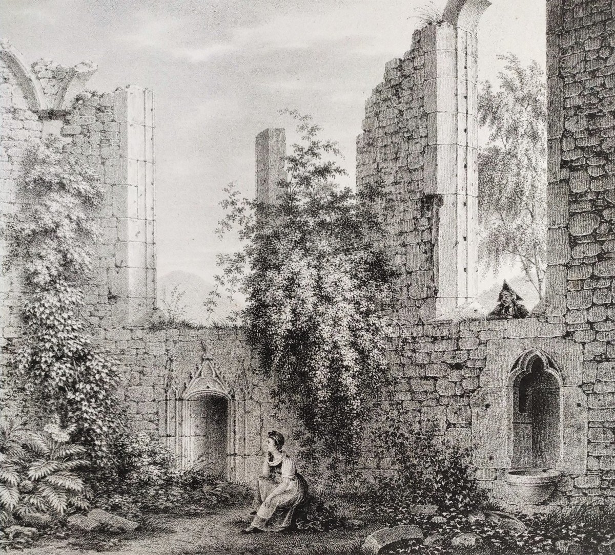 Architecture View The Picturesque Ruins Lithograph-photo-1