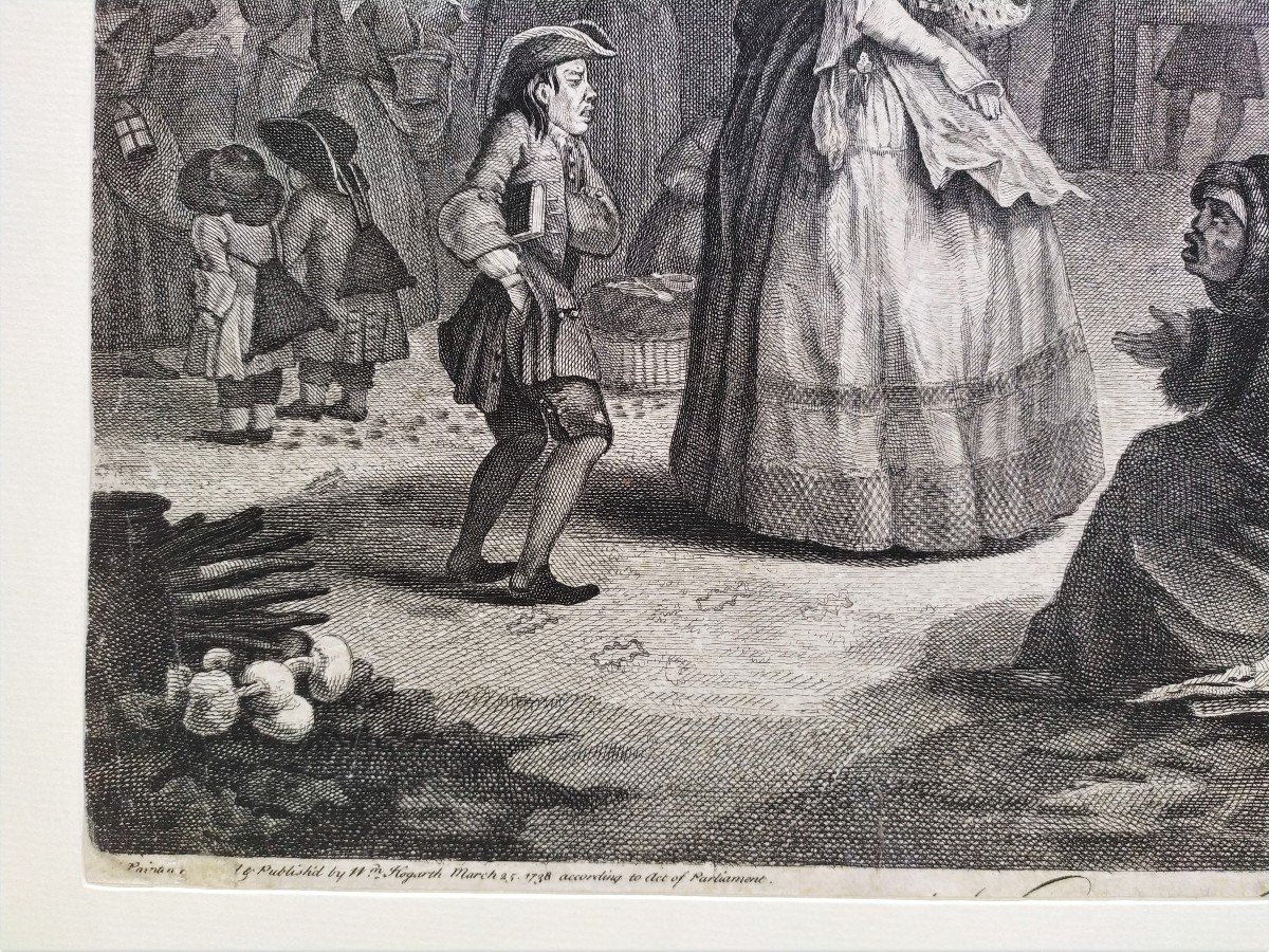 Engraving After Hogarth William Morning London 18th C-photo-2