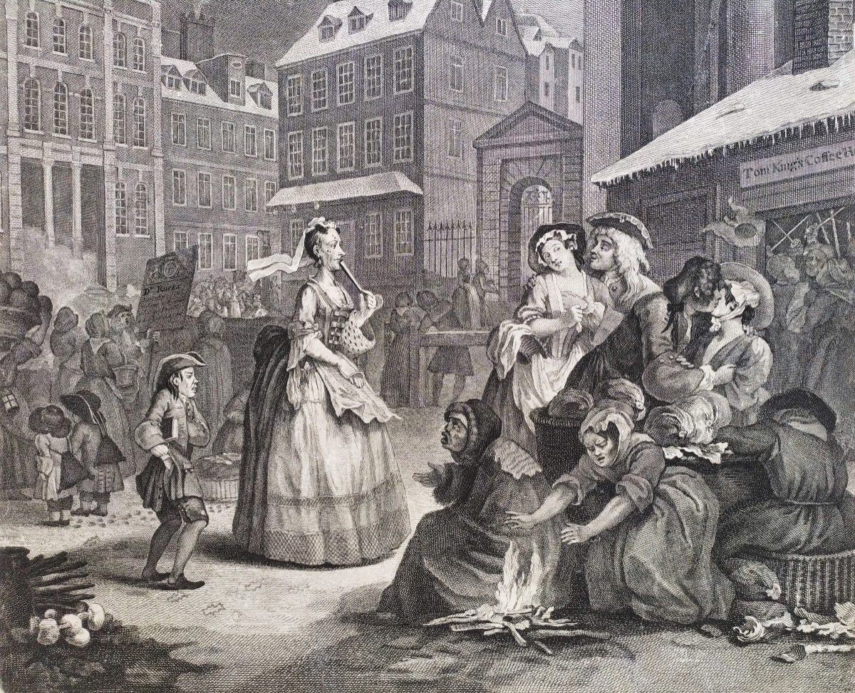 Engraving After Hogarth William Morning London 18th C-photo-3