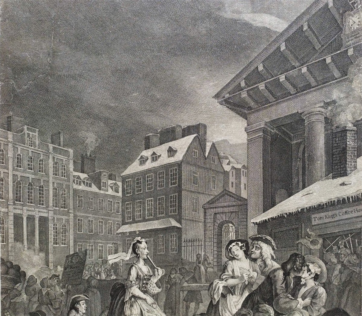 Engraving After Hogarth William Morning London 18th C-photo-4