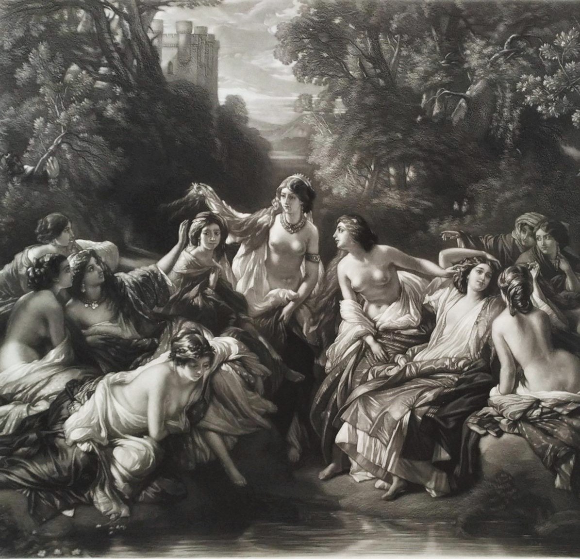 Grande Gravure Mythologique En Parfait état -photo-6