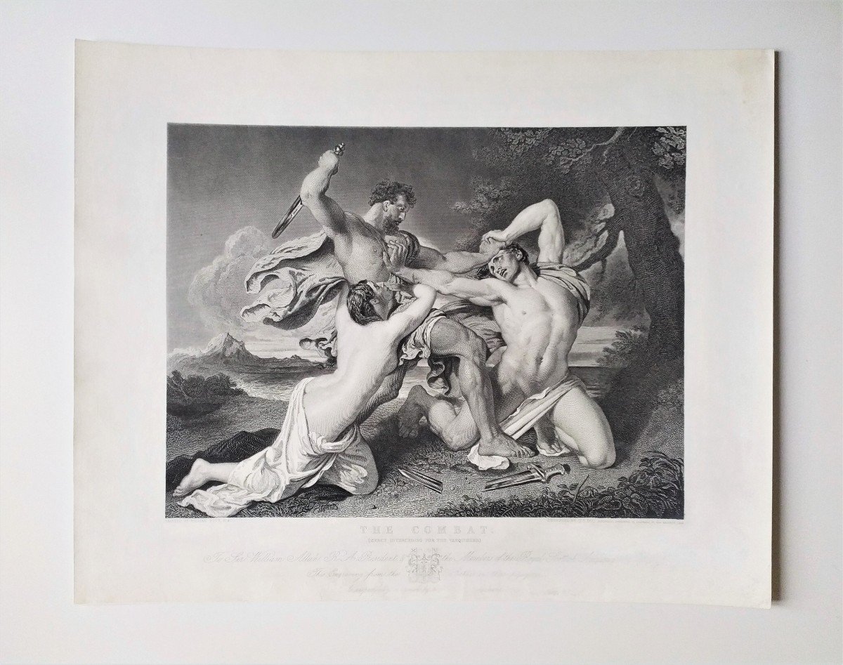 Bataille Combats Antiques d'Après William Etty Gravure 19ème-photo-2