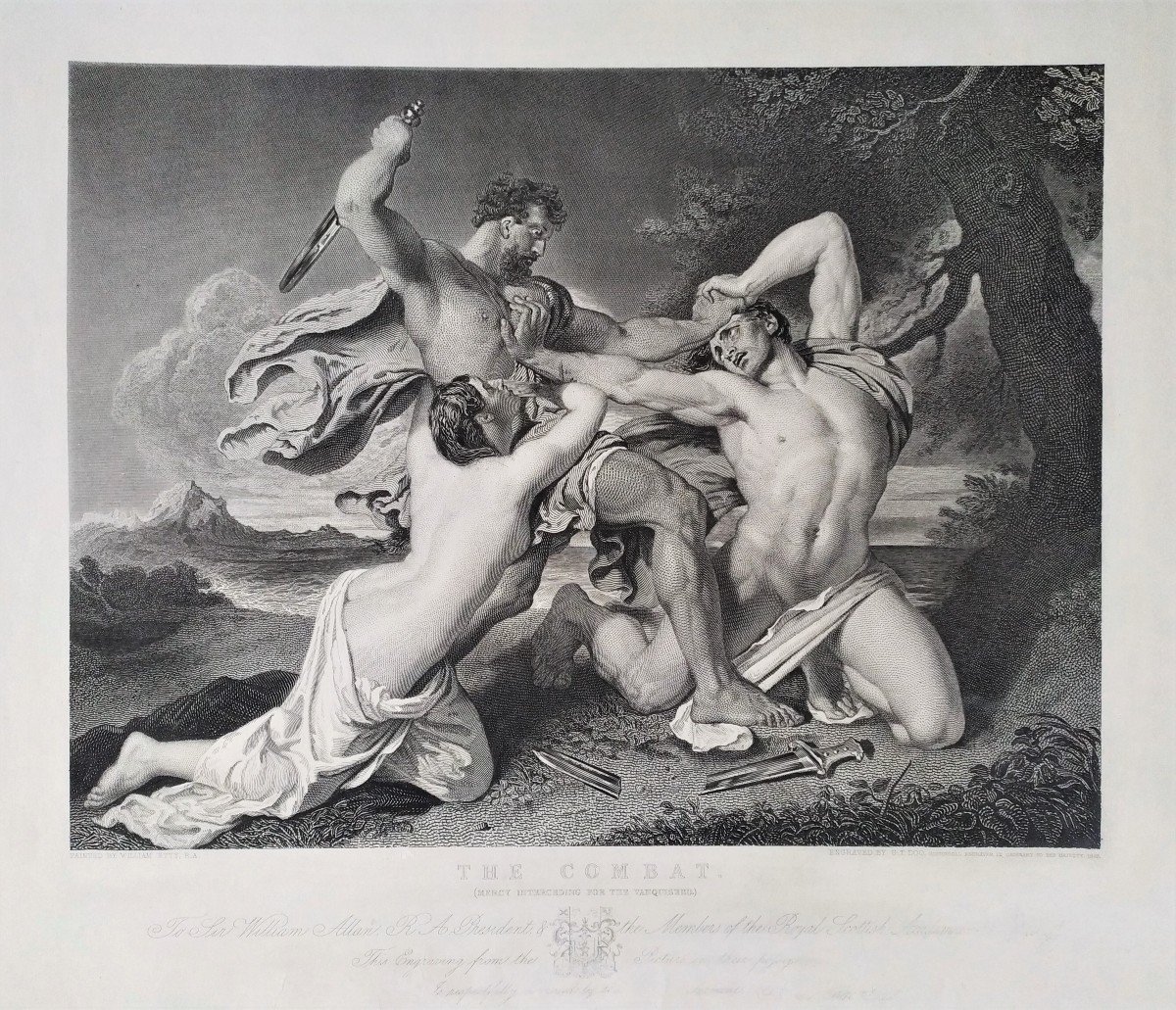 Bataille Combats Antiques d'Après William Etty Gravure 19ème-photo-3