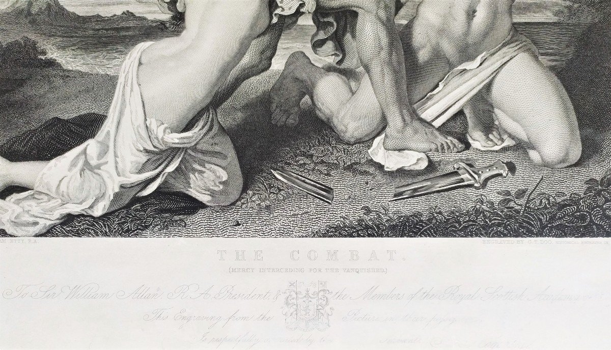 Bataille Combats Antiques d'Après William Etty Gravure 19ème-photo-4