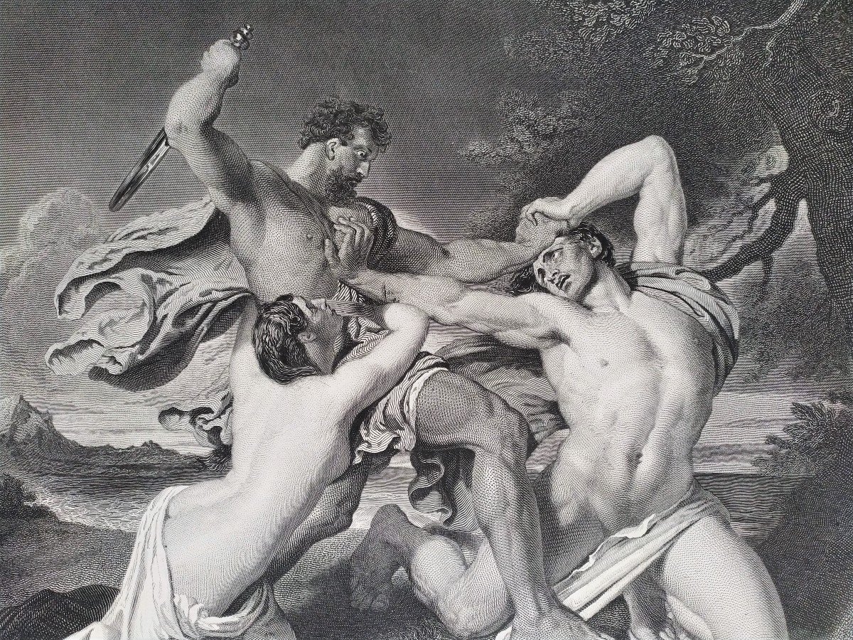 Bataille Combats Antiques d'Après William Etty Gravure 19ème-photo-1