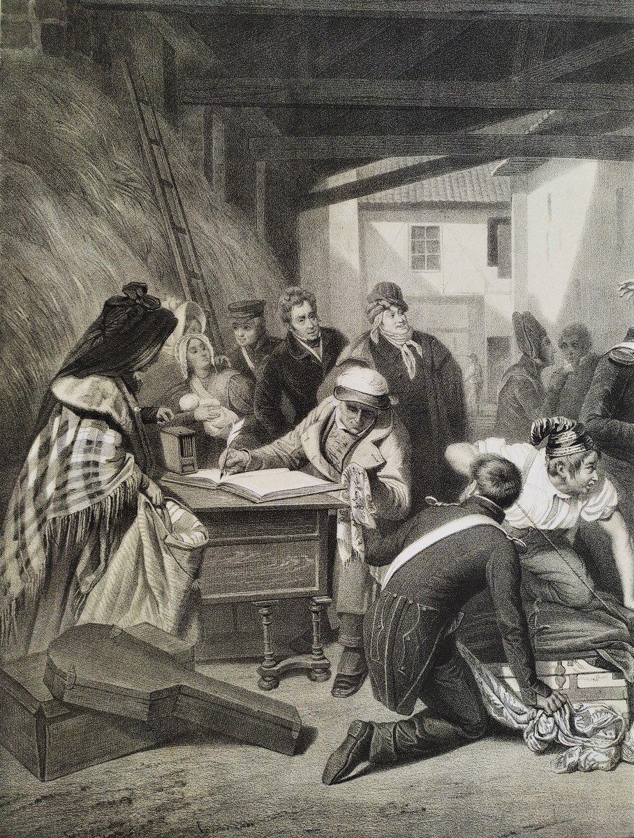 Lithograph La Customs 19th C-photo-2