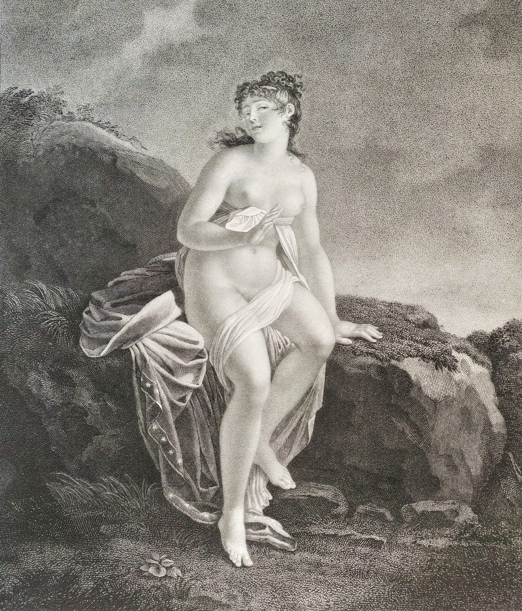  Nude Psyche Mythological Engraving Etching Old Print-photo-1