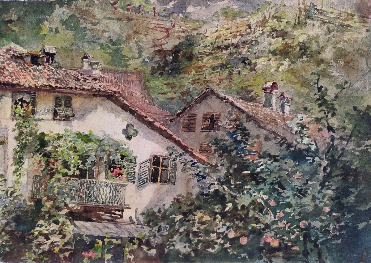 Italie Le Village De Merano Bolzano Aquarelle Par Constantin Münch-photo-4