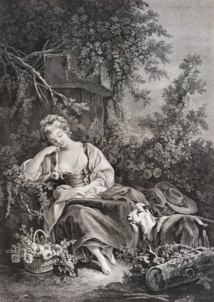 Gravure d'Après François Boucher 18ème-photo-4