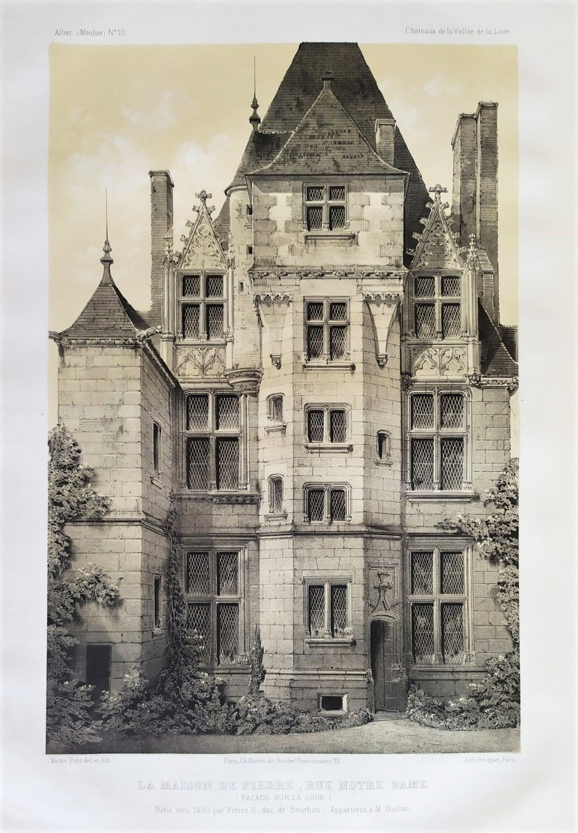 Architecture Lithograph By Victor Petit The Stone House At Moulins