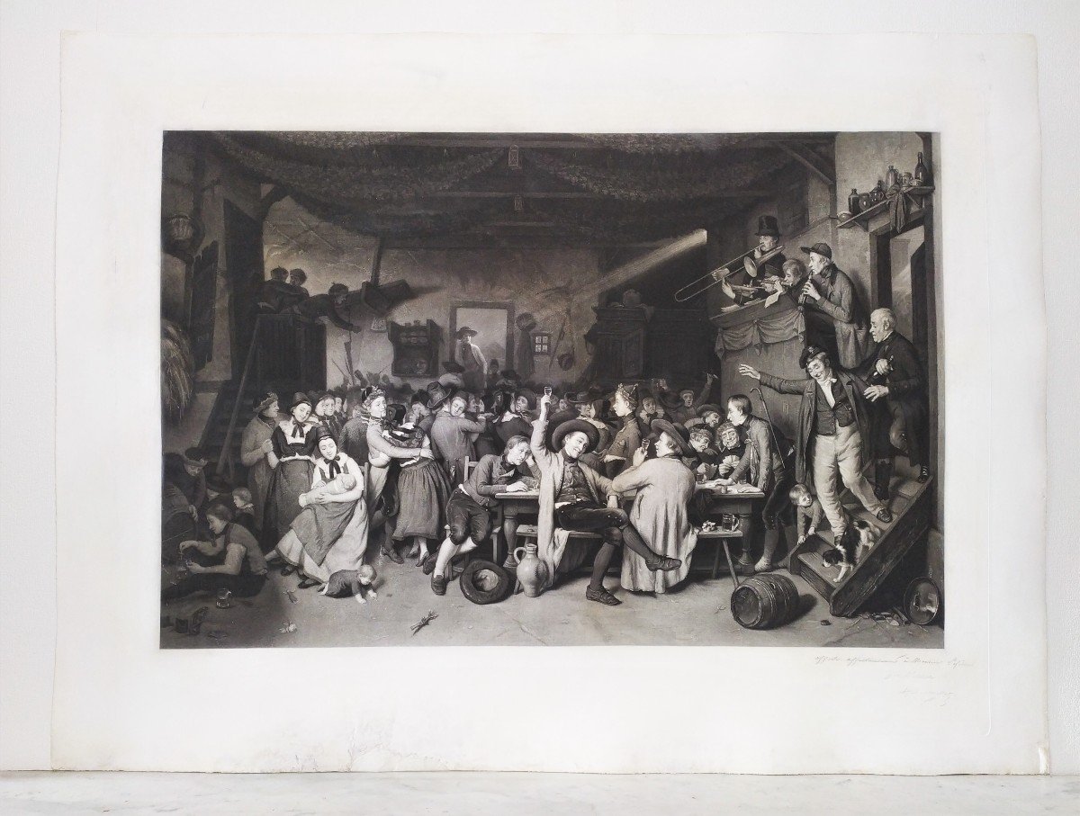 The Tavern Large Engraving  Etching By Alfred Cornilliet-photo-3