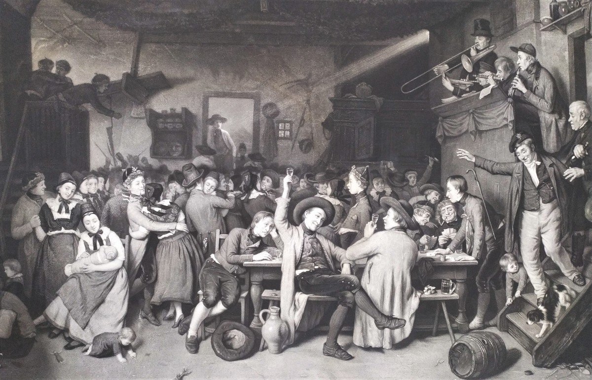 The Tavern Large Engraving  Etching By Alfred Cornilliet-photo-2