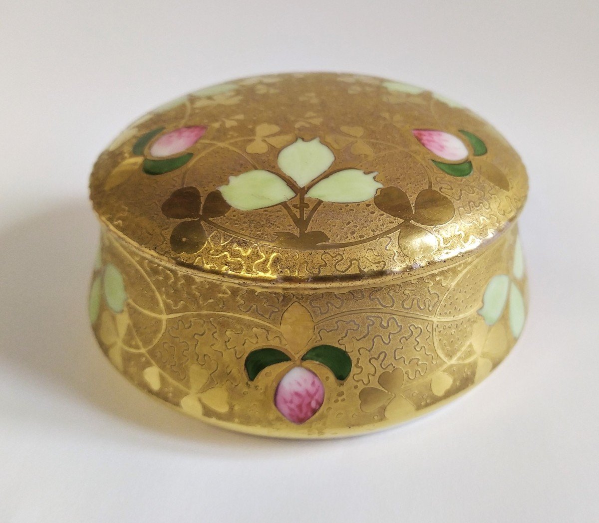 Limoges Painted Porcelain Box Art Nouveau Style Gilted