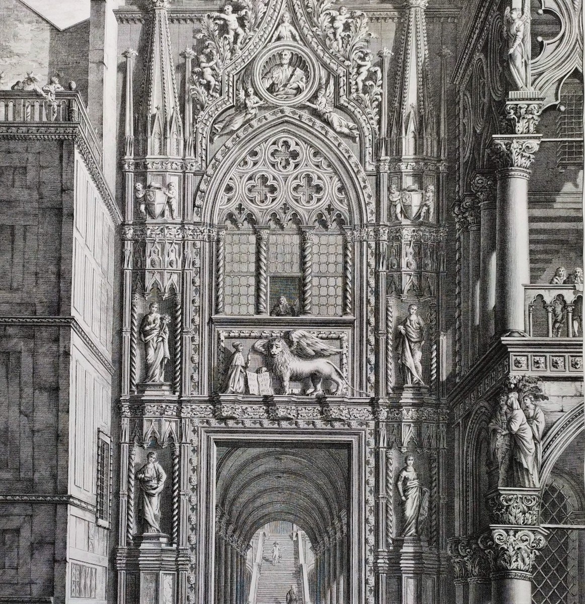 Venice The Ducal Palace Engraved By Giovanni De Pian After Giuseppe Fancelli Etching Old Print-photo-2