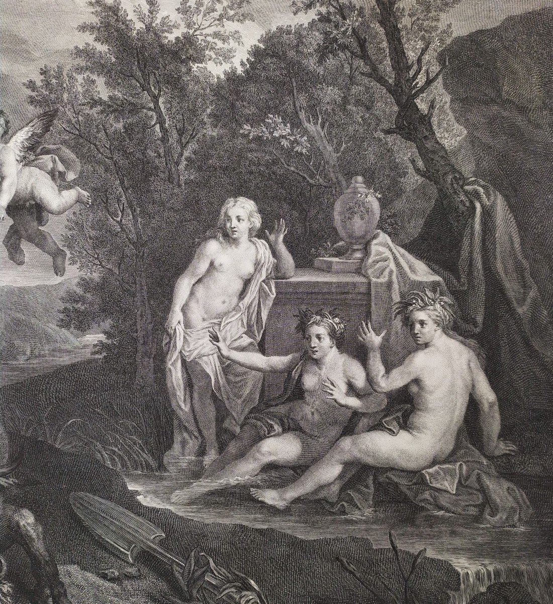 Mythological Engraving Etching Print Hercules And Acheloüs 18th  C-photo-4