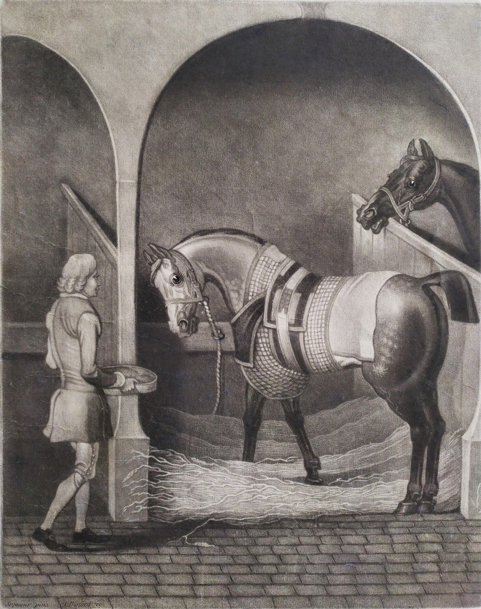  Gravure Chevaux d'Après James Seymour 18ème-photo-1