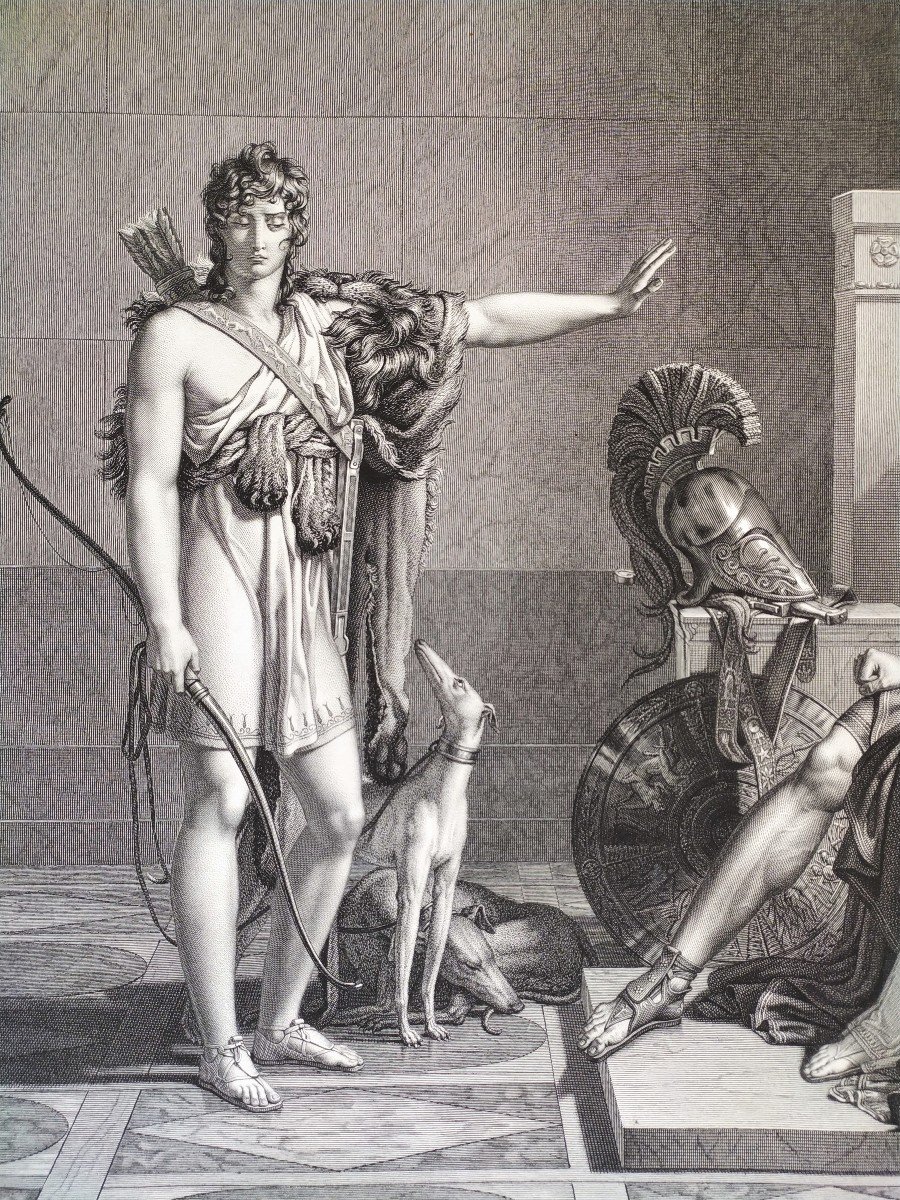 Phedre And Hippolyte Mythological Neoclassical Engraving  Etching Empire Period After Guerin Print-photo-2