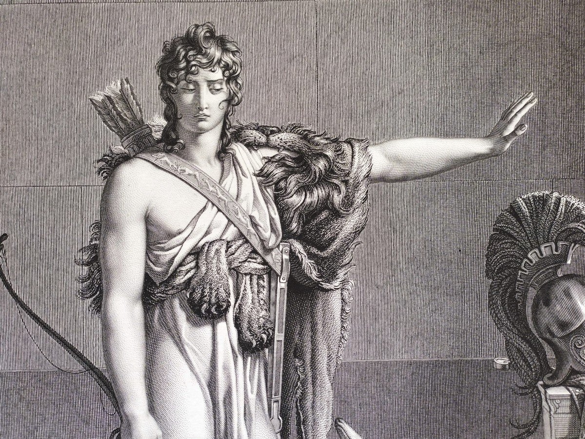 Phedre And Hippolyte Mythological Neoclassical Engraving  Etching Empire Period After Guerin Print-photo-3