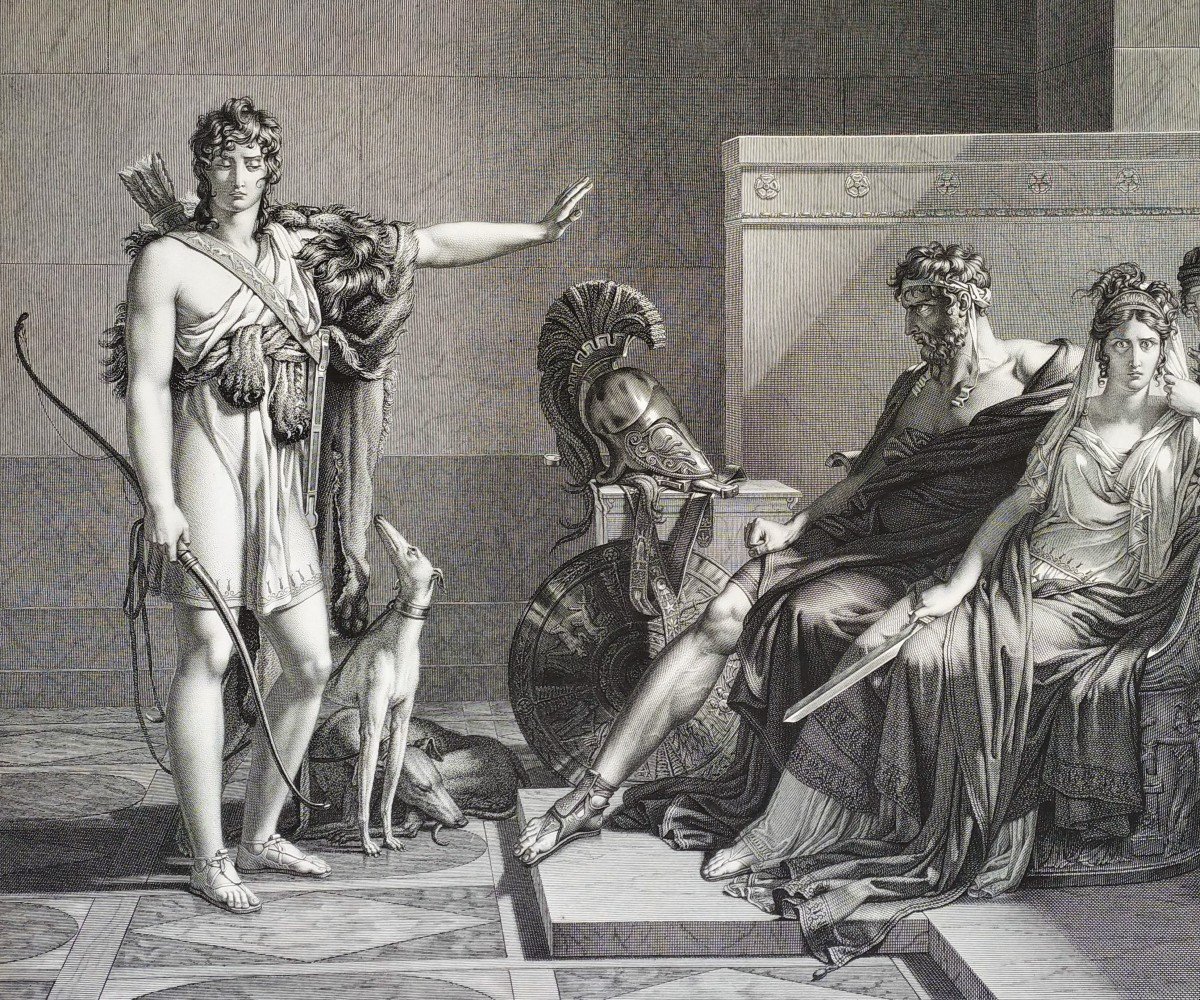 Phedre And Hippolyte Mythological Neoclassical Engraving  Etching Empire Period After Guerin Print-photo-7