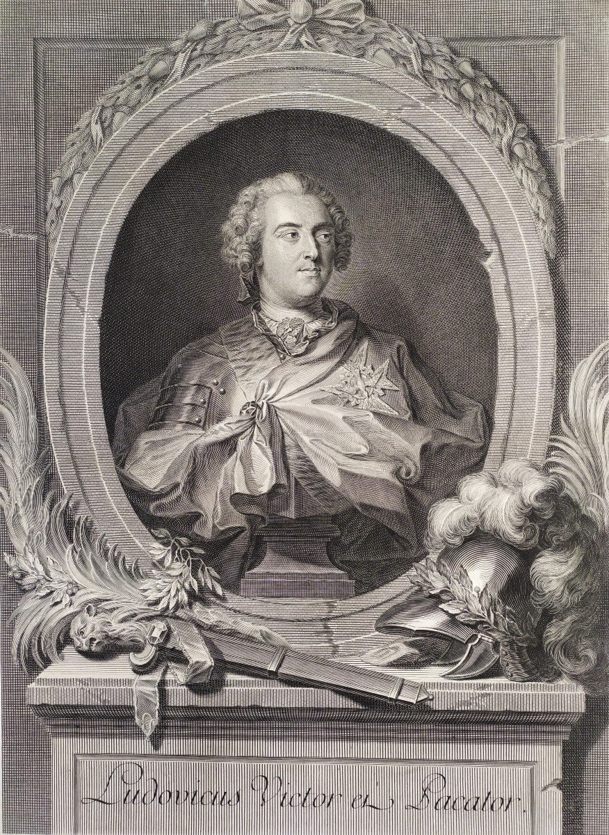  Louis XV Portrait  Engraving 18th C Etching Print