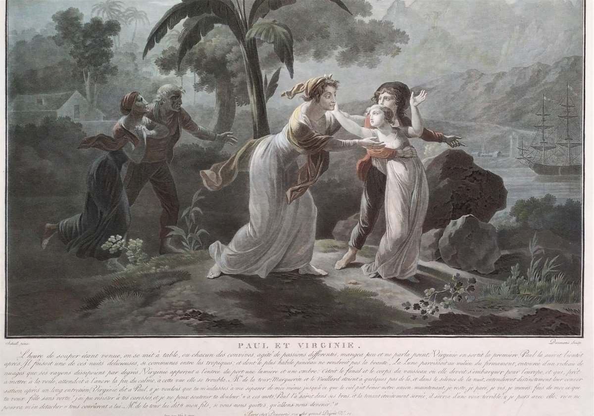 Paul And Virginie The Triumph Of Virtue 18thc Engraving Etching Print By Descourtis-photo-4