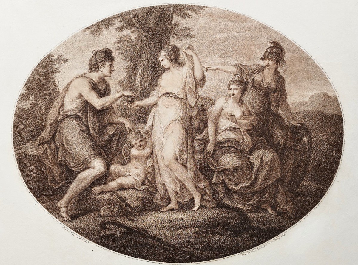 The Judgment Of Paris 18th Century Engraving By Francesco Bartolozzi After A. Kauffman Etching -photo-4