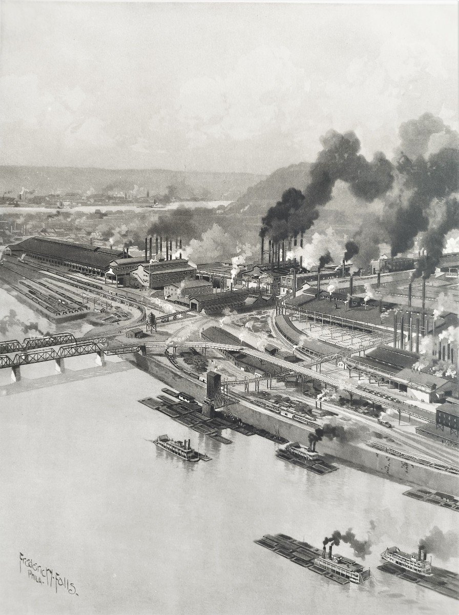American Iron & Steel Works Of Jones & Laughlin Steel Co, Pittsburg Pa Old Print Photogravure -photo-2