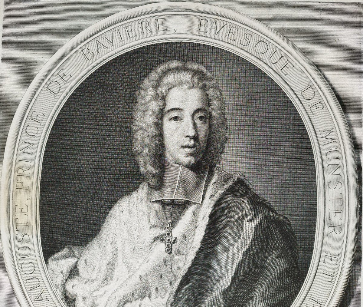 Clement Auguste Prince Of Bavaria Engraving After Joseph Vivien Etcing 18th C Old Print-photo-4