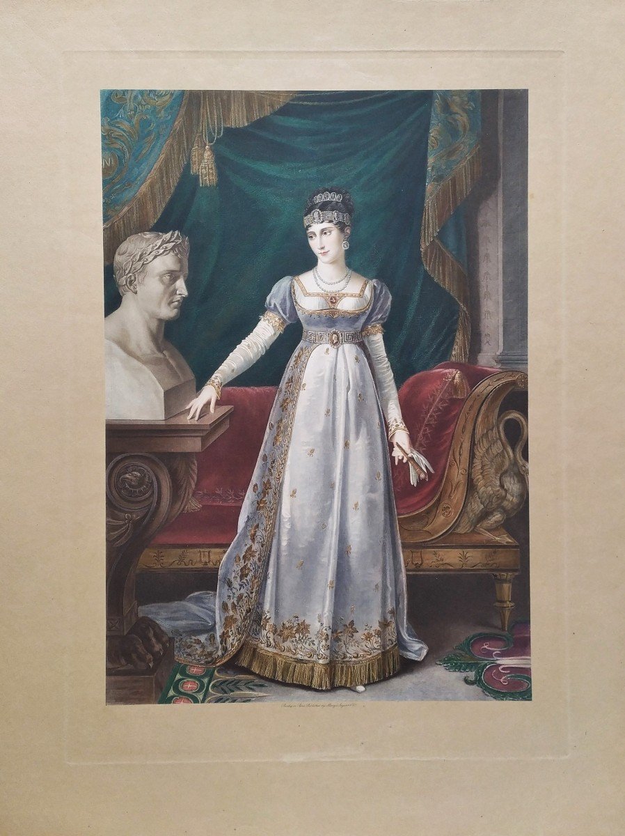 Pauline Bonaparte Historical Photogravure In Color 19th C Old Print-photo-3
