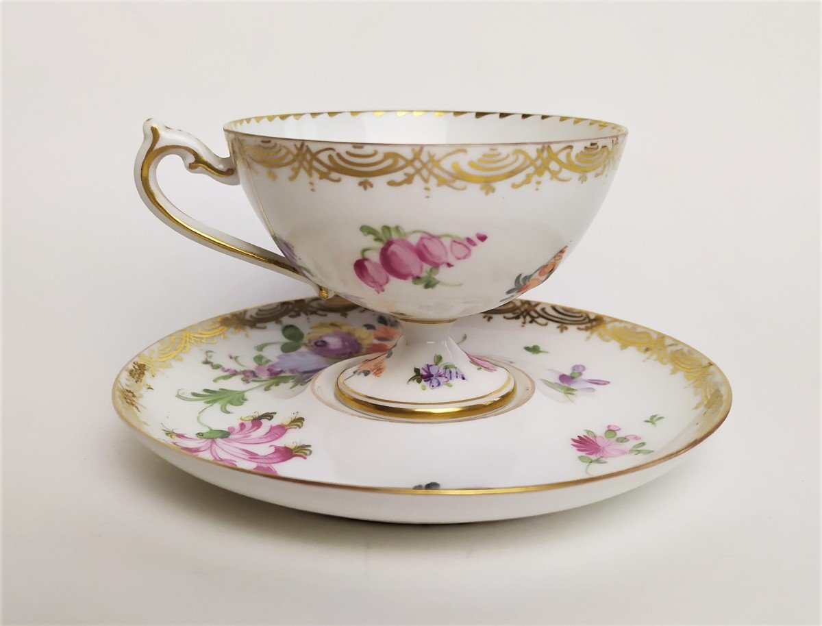 Dresden Hand Painted Porcelain Cup And Saucer -photo-3